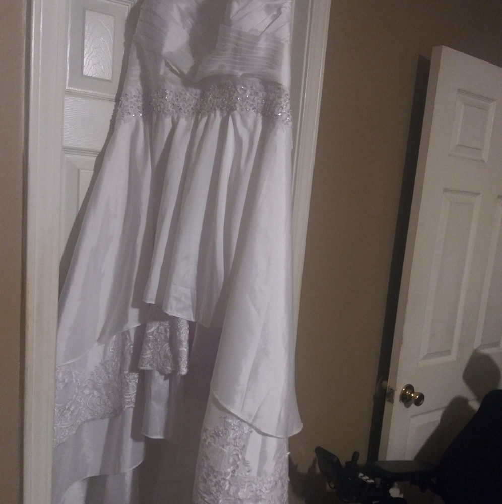 Wedding Dress, Shoes, and Short Veil
